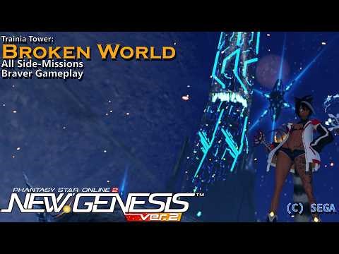 [PSo2:NGS] Trainia Tower: Broken World 5 star - All Side-Missions (Braver Gameplay)