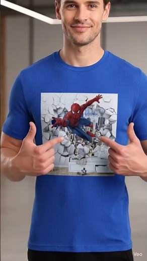 Spider-Man 3D Wall Break Graphic Print Royal Blue Oversized T-Shirt 👕😇 #SpidermanTshirt #MarvelMerch