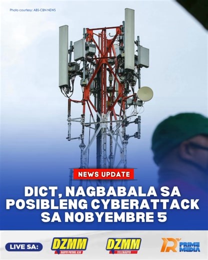 4.9K views · 39 reactions | Inalerto ng Department of Information and Communications Technology (DICT) ang publiko tungkol sa posibleng cyberattack sa pamamagitan ng “traffic flood” na isasagawa sa Nobyembre 5. Ang National Computer Emergency Response Team ay nasa 24/7 watch upang tumulong na panatilihing secure ang digital space, tiniyak ng DICT sa publiko. #DICT #TrafficFlood #DZMMRadyoPatrol630 | DZMM Radyo Patrol 630 | Facebook