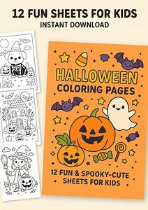 Halloween Coloring Pages for Kids – 12 Printable Spooky Cute Kids Activity Sheets | Trick or Treat Activity | Instant Download Halloween Fun - Etsy