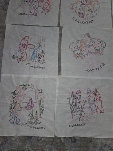 Hand Embroidered Bible Scene Quilt Blocks, 25, 15"x15" - Etsy