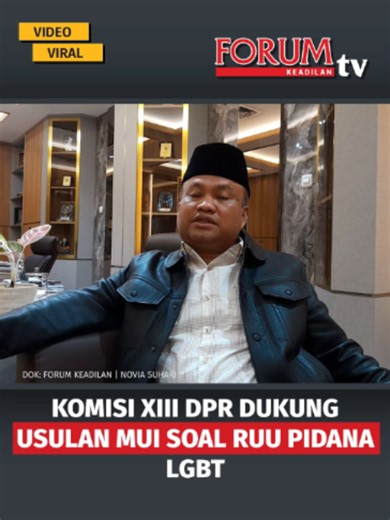 Wakil Ketua Komisi XIII DPR RI Sugiat Santoso menyatakan dukungannya terhadap usulan Majelis Ulama Indonesia (MUI) mengenai Rancangan Undang-Undang (RUU) Pidana LGBT. Menurutnya, usulan tersebut sejalan dengan nilai-nilai yang menjadi dasar hukum di Indonesia dan Pancasila. Apalagi kata Sugiat, seluruh agama yang diakui di Indonesia memiliki pandangan yang menolak praktik LGBT, sehingga diperlukan aturan hukum yang lebih jelas mengenai persoalan tersebut. Baca lainnya di forumkeadilan.com #komis