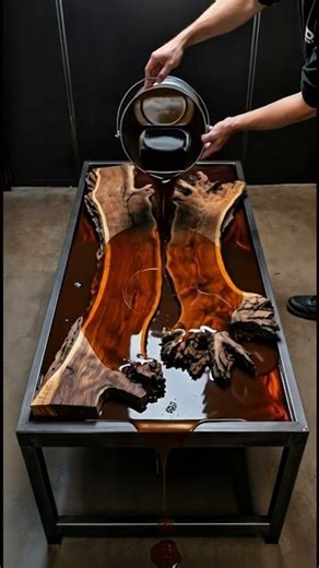 Lava Stream Epoxy Resin Dining Table #shorts #hometransformation #interiortransformation