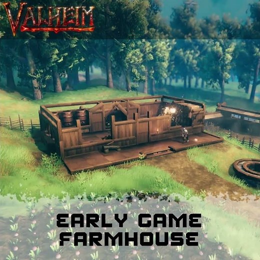 Valheim: Wooden Farmhouse - Early Game - (Speed Build Short) #valheim #speedbuild