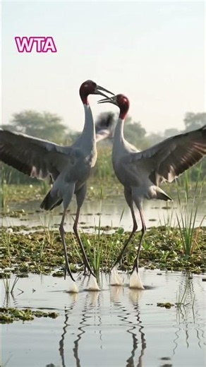 🦢 The Beautiful Collaborative Behavior of Sarus Cranes