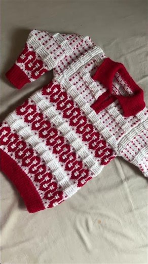 Sweater with collar knitting design| Do rang ki nayi bunai #cute #red #design #creative #idea #short