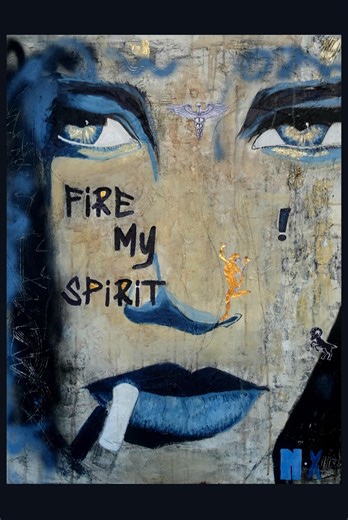 Symbolic Astrology Art Print - FIRE MY SPIRIT - Spiritual Wall Art - Zodiac Inspired Portrait in Mixed Media - Limited Edition - Etsy