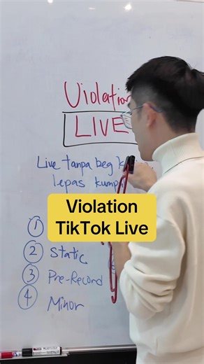 Violation TikTok Live . . Redirect, Static, Pre-Recording . . Minor Violation, Budak masuk live, semua tak boleh . . boleh rujuk pada video . . #coachcc #tiktoklivetips #violationlive