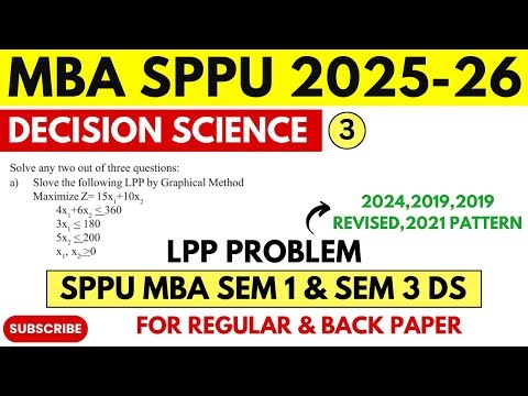 LPP Problem | Decision Science | MBA SPPU 2025-26 | 1st & 3rd Semester