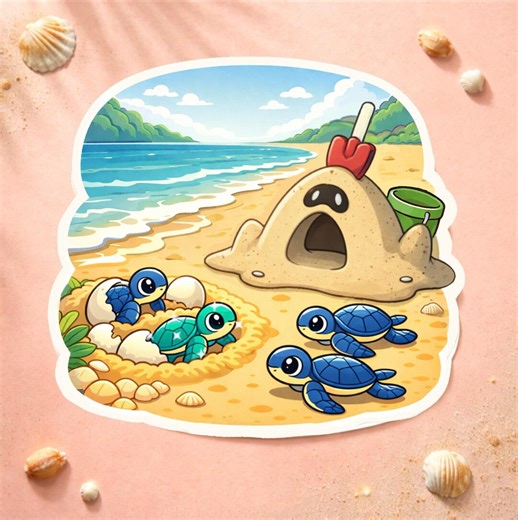 Sandygast Beach Sticker – Tortuga Hatchlings Summer Sticker – Pokemon Beach Days Aesthetic Vinyl Sticker – Ocean Animal Laptop Water Bottle - Etsy