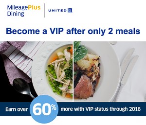 MileagePlus Dining VIP Status After 2 Dines   Bonus Miles