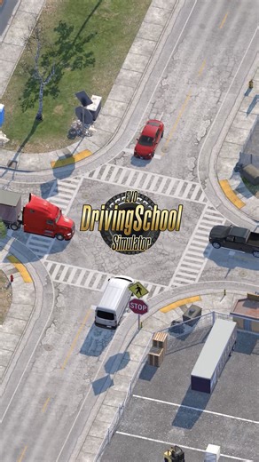 WHO HAS RIGHT OF WAY AT THIS INTERSECTION? 👀 Drivers, it’s time to show how well you know the traffic rules in #DrivingSchoolSimulatorEVO You’re driving your truck toward a two-street intersection. A van is coming from the right without slowing down, a car is edging in from the left, and you’re entering the intersection with a full load. Who has the right of way in this situation? The van coming from the right? The car appearing from the left? Or the truck that’s already entering? And most impo