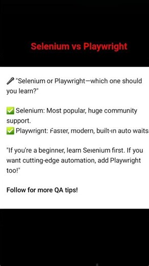 Selenium vs Playwright: One Should You Learn in 2026? 🚀#Selenium #Playwright #AutomationTesting