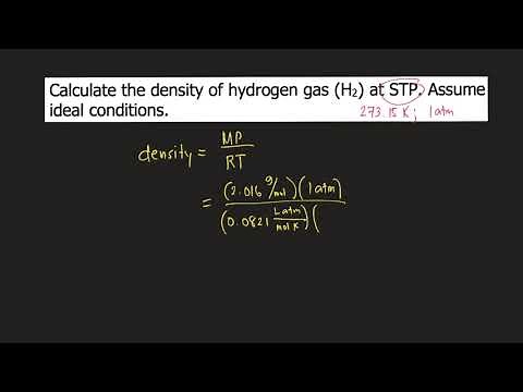 Calculate the density of hydrogen gas (H2) at STP. Assume ideal conditions.