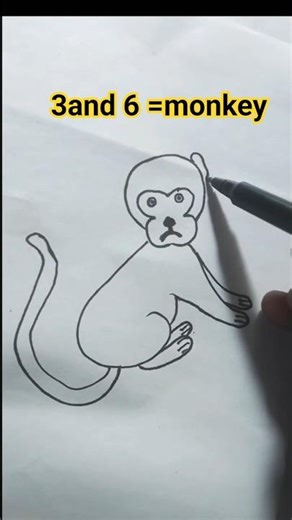 Simple Monkey Line Art for Beginners #shorts