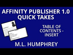 Affinity Publisher 1.0 Table of Contents - Insert