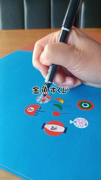 夏祭りの丸シール工作アイデア