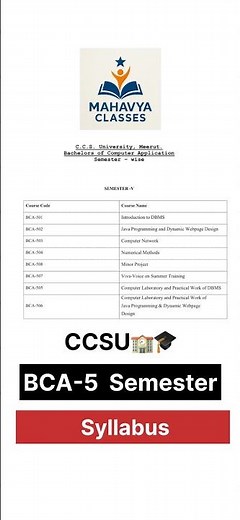 |BCA -5 semester syllabus📚 | ccsu syllabus | BCA syllabus ccsu| #shorts