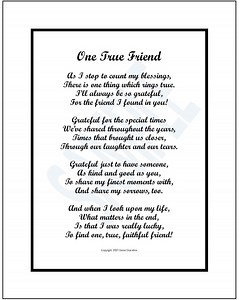 One True Friend, DIGITAL DOWNLOAD, Friend Gift Poem Present Print 30th 40th 50th 60th 70th Birthday, Best Friends, Friendship Verse Poem, - Etsy UK