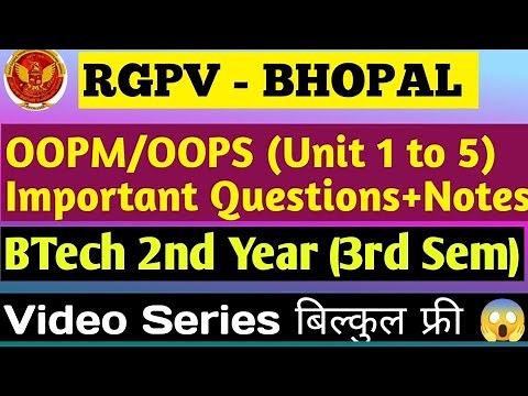 OOPM Complete Notes (Unit 1 to 5) | RGPV BTech 3rd Semester OOPM | OOPM Important Questions