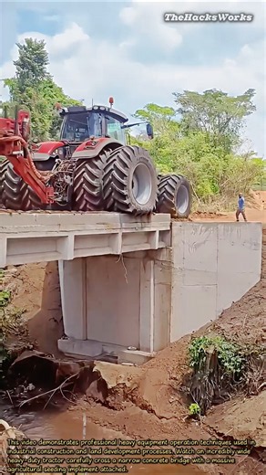 Incredible Tractor Width vs Narrow Bridge #heavyequipment #machinery #tractor #insane #skills