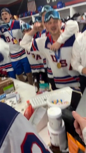 Olympic gold…brought to you courtesy of the red, white and blue 🇺🇸 Congratulations USA Hockey Team USA! 🎥: Charlie McAvoy | Toby Keith