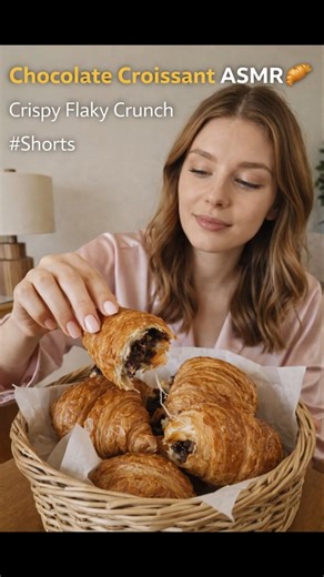 🎥 Chocolate Croissant ASMR 🥐 | Crispy Flaky Crunch #shorts
