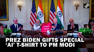 ‘Future is America & India’: Prez Biden gifts special T-shirt to PM Modi at business leaders meet #narendramodi #joebiden #usindia #modiusvisit | Asian News International (ANI)