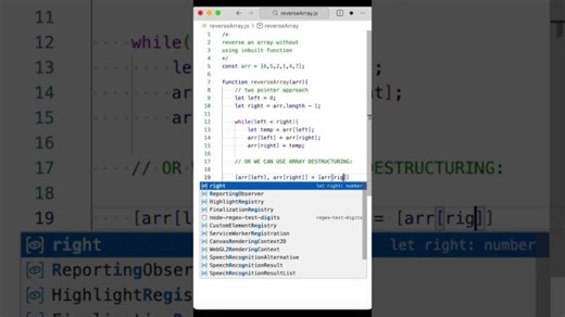 JavaScript Interview Q A | Reverse an array WITHOUT inbuilt function | Saumya Dwivedi