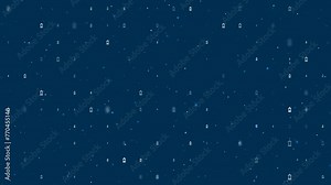Template animation of evenly spaced Christmas lanterns of different sizes and opacity. Animation of transparency and size. Seamless looped 4k animation on dark blue background with stars
