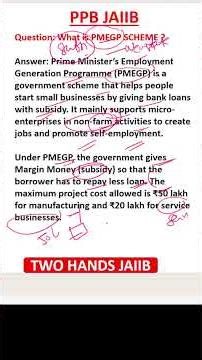 WHAT IS PMEGP SCHEME I PRINCIPLES AND PRACTICES OF BANKING JAIIB I TWO HANDS JAIIB I PPB
