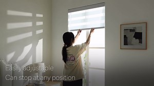 Joydeco Cordless Zebra Blinds for Windows, Dual Layer Light Control Window Blinds with Light-Proof Aluminum Cover, Free-Stop Roller Shades for Home & Office (Grey,33" W x 75" H)