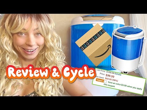 COSTWAY MINI Wash & Spin Machine **Linked below** | REVIEW + FULL CYCLE 2021 | Tiny house