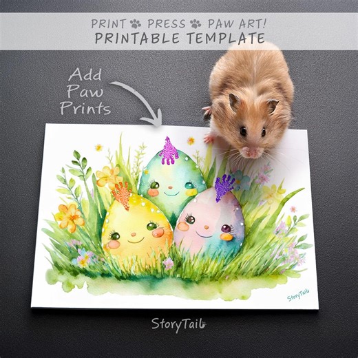 Smiling Eggs Paw Print Card Template | Spring Pet Greeting | Printable Digital Art Craft Activity | Dog Cat Pawprint Footprint Keepsake Gift - Etsy