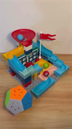 Marble Run Slide Blocks 01.12d 🔵🔴🟡 Satisfying Build #marblerun #asmr #marblerace