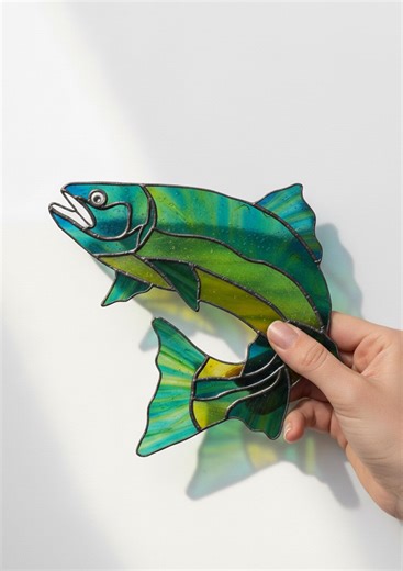 Fish Stained Glass Digital Pattern Download DIY Stained Glass Art Digital Patten Download Ready to Print - Etsy