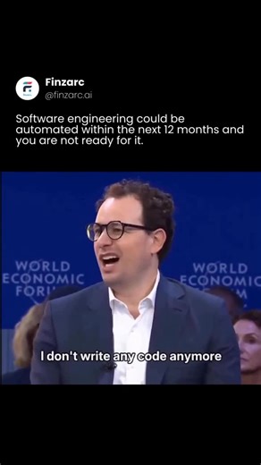 Finzarc • AI Agents, News, Researches on Instagram: "Anthropic CEO Dario Amodei believes AI systems and AI agents could soon handle most of the software engineering workflow end-to-end, potentially within the next 6 to 12 months. That includes planning, code generation, debugging, testing, and iteration. If this timeline holds, software engineering won’t disappear, but it will shift fast. Engineers may spend less time writing code line by line, and more time reviewing, guiding, and correcting AI