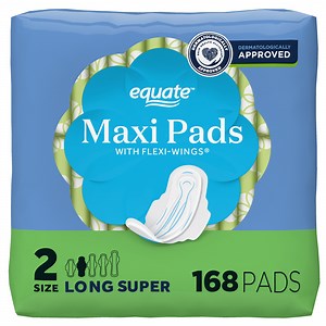 Equate Maxi Pads with Wings, Size 2, Long Super Absorbency, Compare to Always® (168 Count) HSA/FSA Eligible - Walmart.com