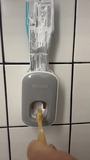 No mess electric toothpaste dispenser with wall mount. use code first10 for 10% off your first order now! ❤️ use link in bio to shop! #fyp #toothpastedispenser