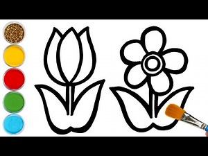 Drawing, Painting & Coloring Flowers Plant for Children | How to Paint Tips