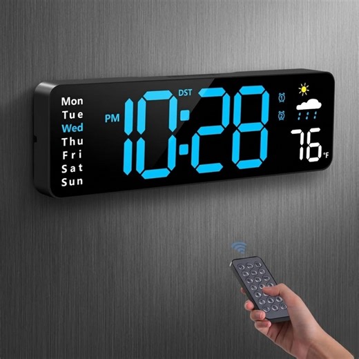 Digital Wall Clock Large LED Display, Modern Wall Clock With Remote Control, Auto DST, Temperature Humidity Clock, Countdown Timer Clock - Etsy