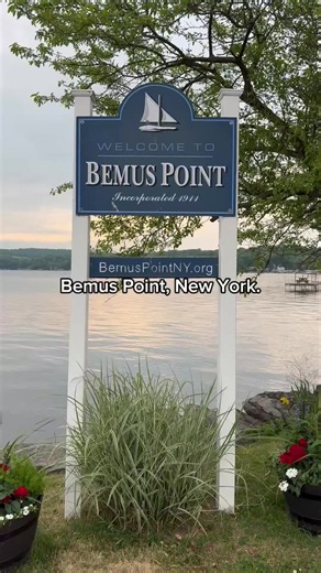 Bemus Point, New York — a charming village on Chautauqua Lake with waterfront restaurants, local shops and stunning lake views. The hidden gem of Western New York. Save this for your next road trip. 📍 Bemus Point, NY #BemusPoint #ChautauquaLake #WesternNY #HiddenGem