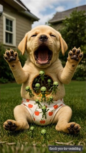 The dog was injected and the alien started coming out of its stomach. #shorts #ai #puppy #dog