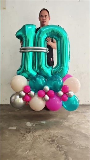 Make your own DIY Teal, Fuchsia, and Silver Balloon Cluster for the 10th Birthday Party