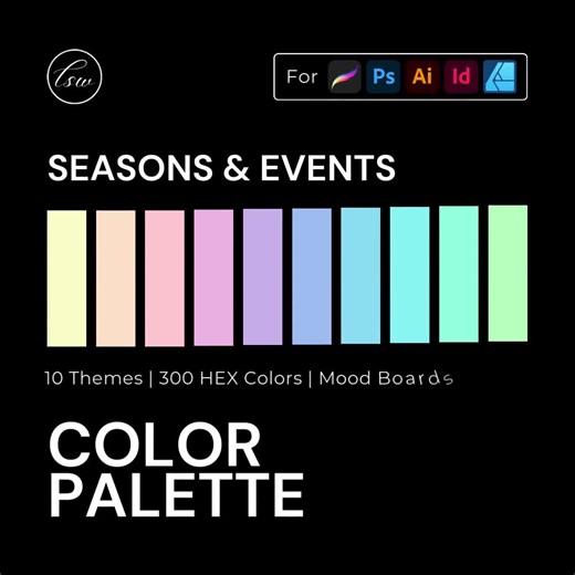 Seasons & Events Digital Color Palette | HEX Codes Mood Boards | Procreate, Photoshop, Illustrator, Indesign | Branding for Small Businesses - Etsy