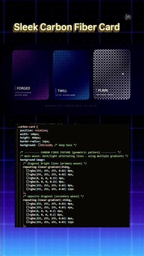 Sleek Carbon Fiber Card UI with Geometric Hover Effects ⚡ | Pure HTML CSS JavaScript Magic #coding