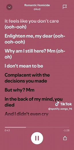 Romantic Homicide - d4vd (lyrics)
