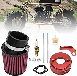 Upgrade YONQIFON Air Filter Adapter Spark Plug Kit for Predator 212cc 196cc 6.5HP Engine CT200U CT200U-EX KT196 GX160 GX200 Baja Mini Bike Go Kart (Red)