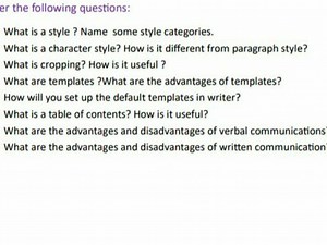 Questions on Styles, Templates, Communication, and Related Conc... | Filo