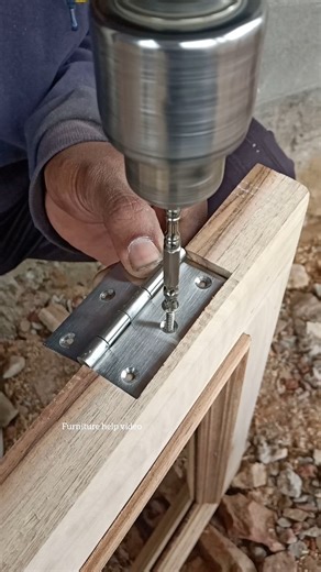 hinges installation process in wooden window #woodworking #diywoodworking #furniturehelpvideo